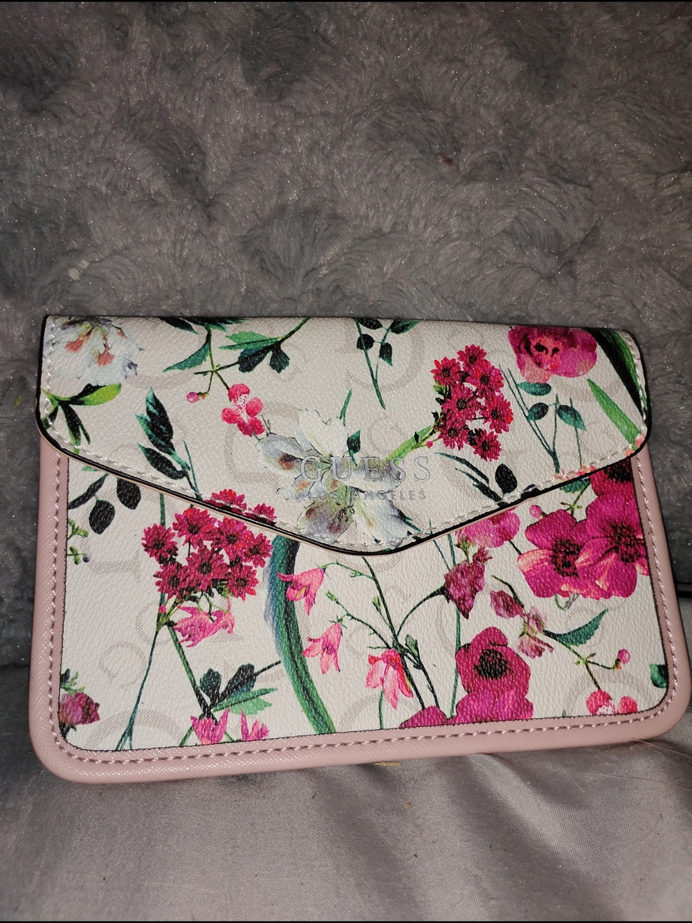 GUESS Floral Envelope Crossbody Clutch in Pink